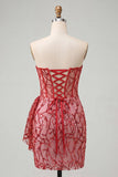 Champagne Sparkly Sequin Corset Ruched Tight Short Homecoming Dress