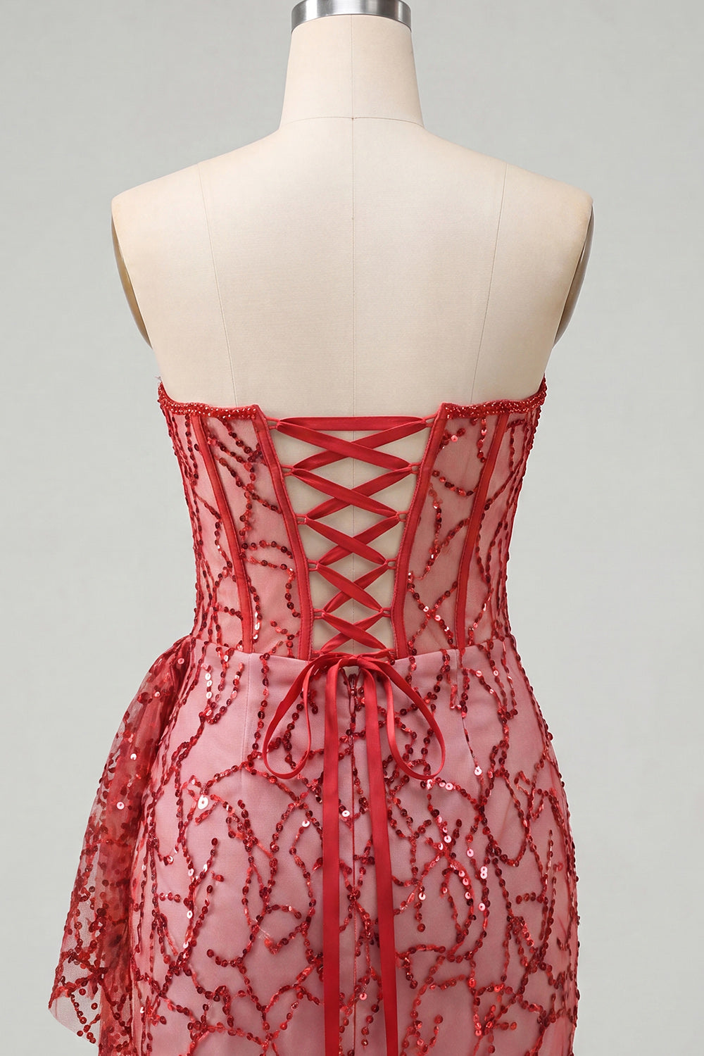 Champagne Sparkly Sequin Corset Ruched Tight Short Homecoming Dress