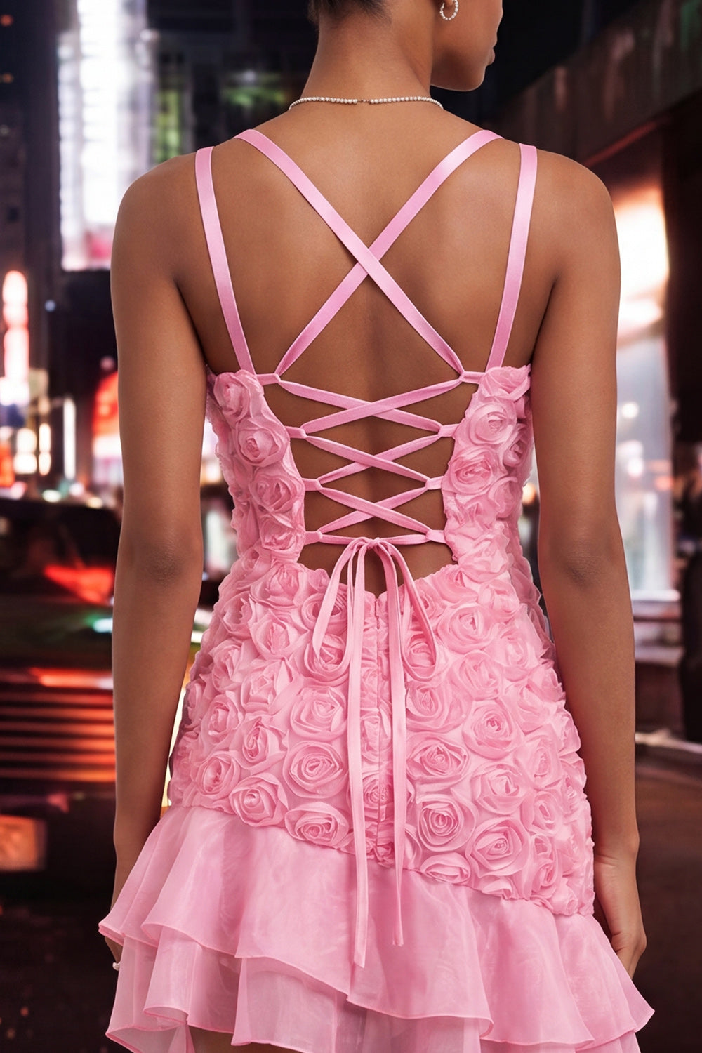 Burgundy Ruffled Tight Short Homecoming Dress with 3D Flowers