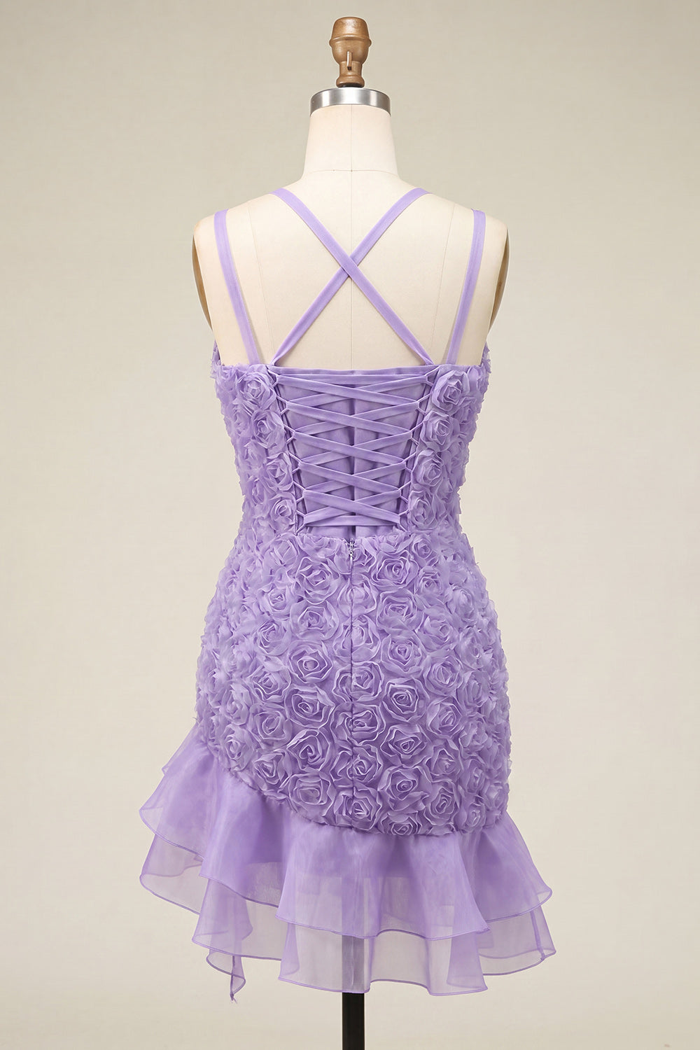 Burgundy Ruffled Tight Short Homecoming Dress with 3D Flowers