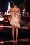 Sparkly Black Sequin Ruched Ruffled Tight Short Homecoming Dress