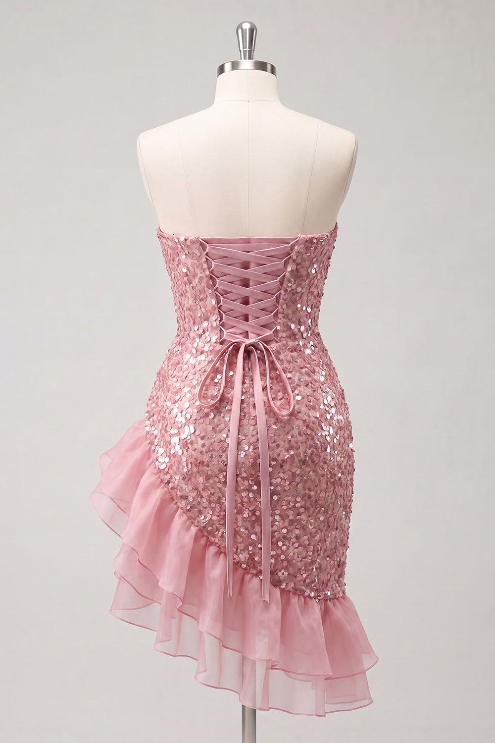 Sparkly Black Sequin Ruched Ruffled Tight Short Homecoming Dress