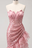 Sparkly Black Sequin Ruched Ruffled Tight Short Homecoming Dress