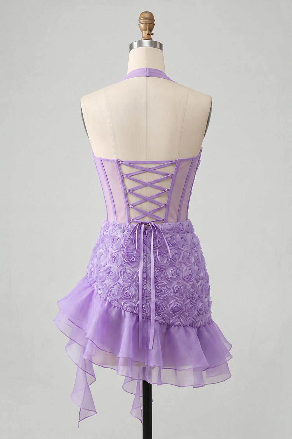 Floral Burgundy Corset Ruffled Tight Short Homecoming Dress