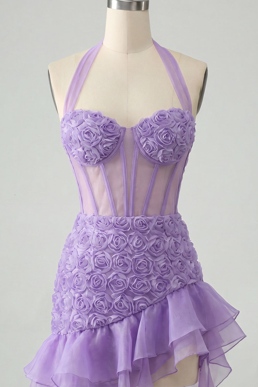 Floral Burgundy Corset Ruffled Tight Short Homecoming Dress