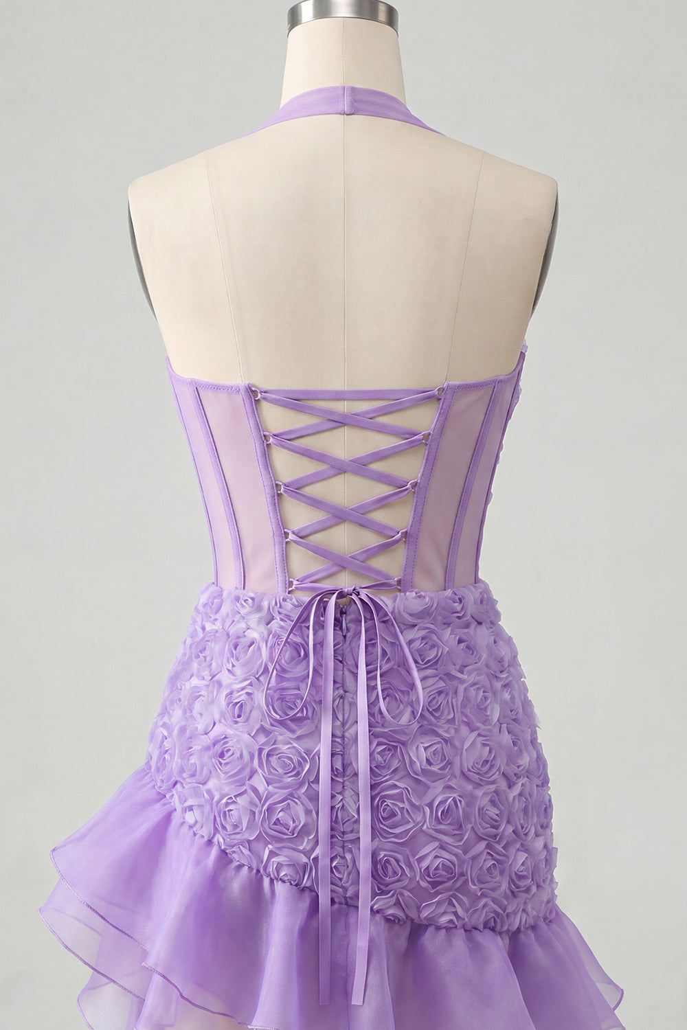 Floral Burgundy Corset Ruffled Tight Short Homecoming Dress