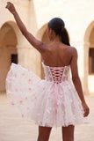 Glitter Blush Corset A-Line Short Homecoming Dress with 3D Butterflies