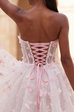 Glitter Blush Corset A-Line Short Homecoming Dress with 3D Butterflies