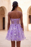 Glitter Blush Corset A-Line Short Homecoming Dress with 3D Butterflies