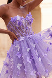 Glitter Blush Corset A-Line Short Homecoming Dress with 3D Butterflies