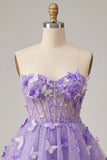Glitter Blush Corset A-Line Short Homecoming Dress with 3D Butterflies
