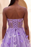 Glitter Blush Corset A-Line Short Homecoming Dress with 3D Butterflies