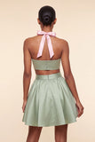 2 Piece Yellow and Grey Halter Neck Short Homecoming Dress