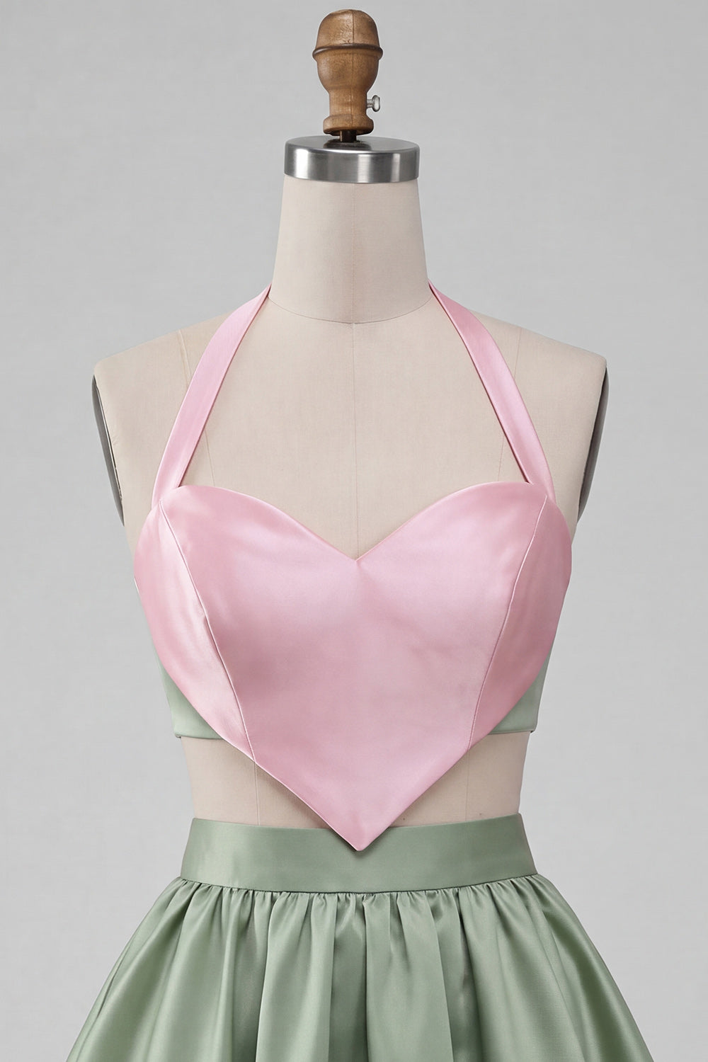 2 Piece Yellow and Grey Halter Neck Short Homecoming Dress