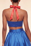 2 Piece Yellow and Grey Halter Neck Short Homecoming Dress