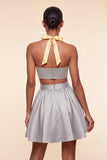 2 Piece Yellow and Grey Halter Neck Short Homecoming Dress