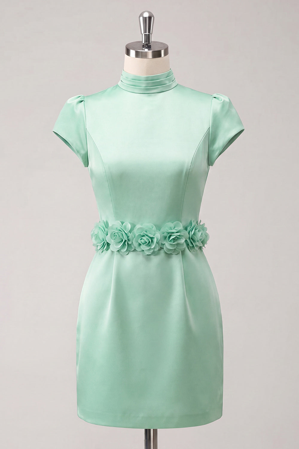 Yellow High Neck Tight Short Homecoming Dress with Sleeves