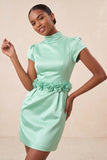 Yellow High Neck Tight Short Homecoming Dress with Sleeves