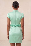 Yellow High Neck Tight Short Homecoming Dress with Sleeves