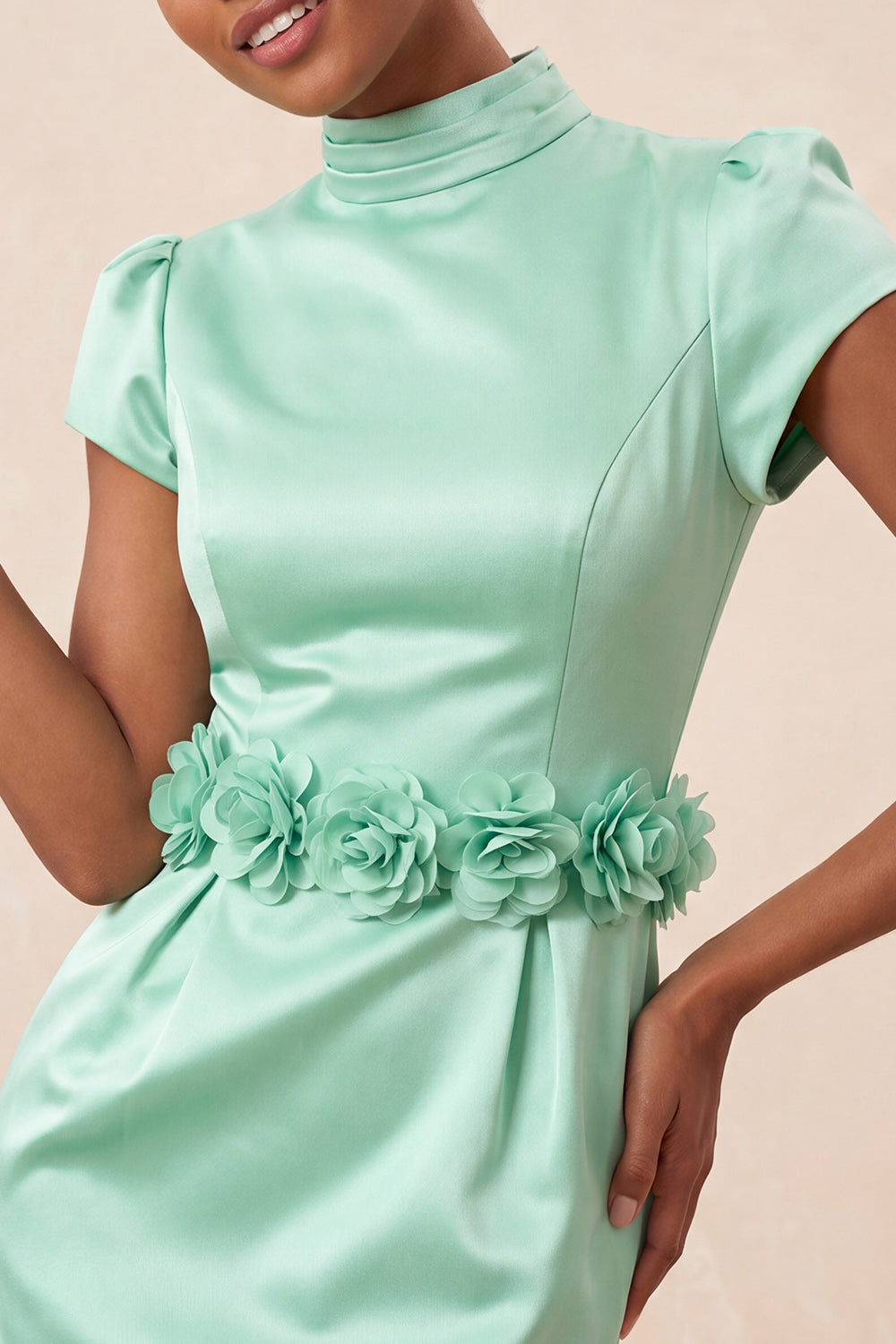 Yellow High Neck Tight Short Homecoming Dress with Sleeves