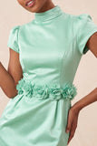 Yellow High Neck Tight Short Homecoming Dress with Sleeves
