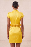 Yellow High Neck Tight Short Homecoming Dress with Sleeves