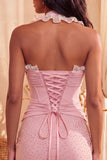 Light Pink Corset Beaded Ruffled Tight Short Homecoming Dress