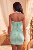 Light Pink Corset Beaded Ruffled Tight Short Homecoming Dress