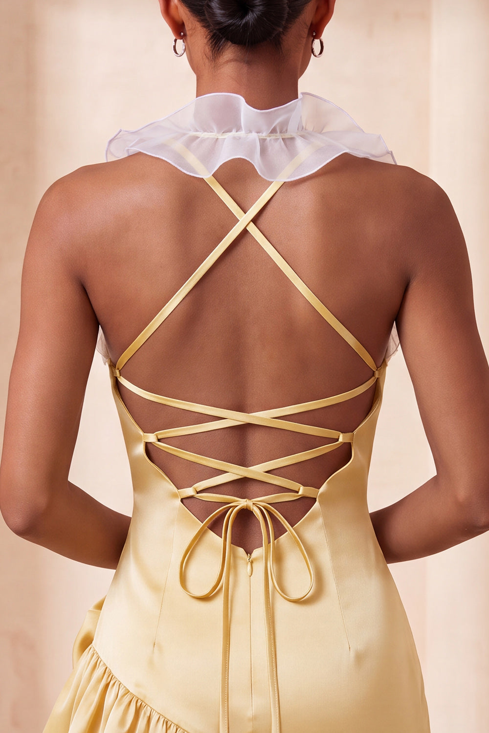 Light Yellow Ruffled Tight Short Homecoming Dress with 3D Flowers