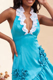 Purple Ruffled Tight Short Homecoming Dress with 3D Flowers