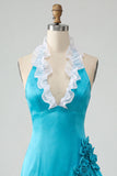Purple Ruffled Tight Short Homecoming Dress with 3D Flowers