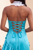 Purple Ruffled Tight Short Homecoming Dress with 3D Flowers