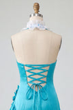 Purple Ruffled Tight Short Homecoming Dress with 3D Flowers