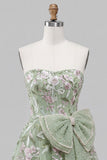 Floral Black Beaded A-Line Short Homecoming Dress with Bow