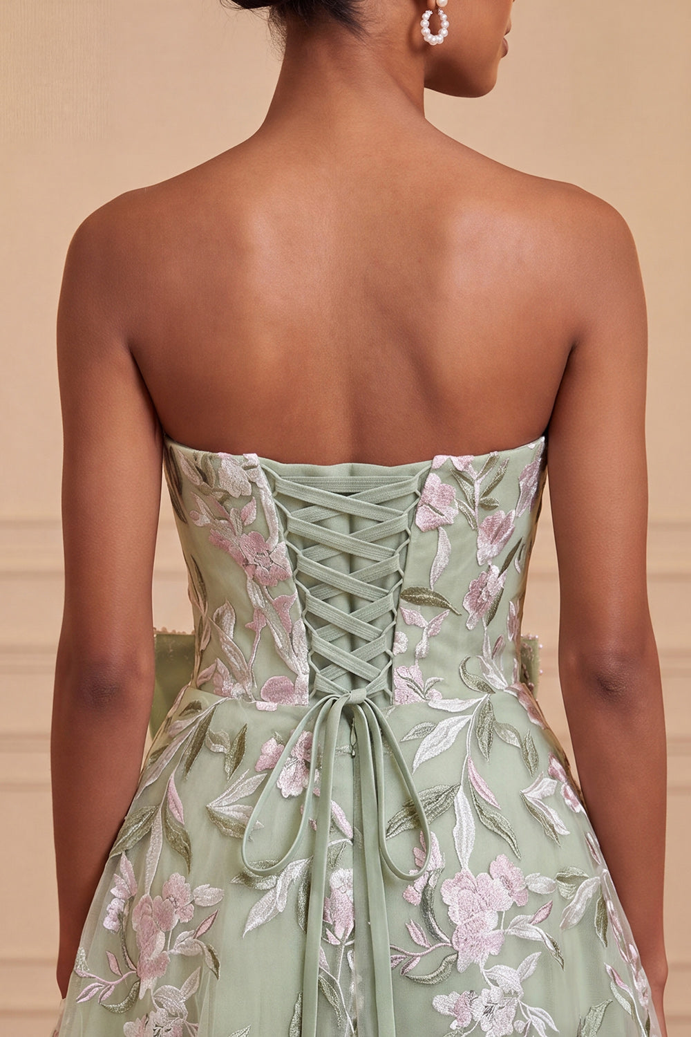 Floral Black Beaded A-Line Short Homecoming Dress with Bow