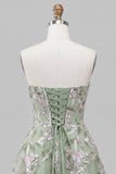 Floral Black Beaded A-Line Short Homecoming Dress with Bow