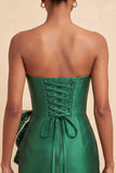 Navy Satin Beaded Tight Short Homecoming Dress with Bow