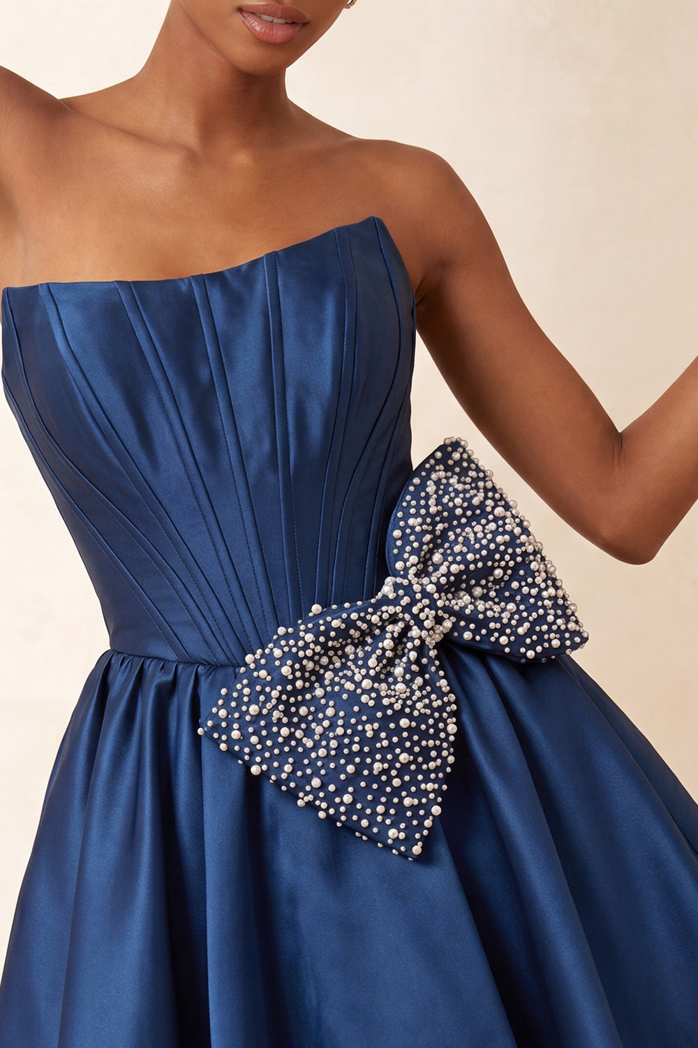 Red Corset Beaded A-Line Short Homecoming Dress with Bow