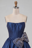 Red Corset Beaded A-Line Short Homecoming Dress with Bow