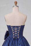 Red Corset Beaded A-Line Short Homecoming Dress with Bow