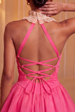 Pink Ruched A-Line Short Homecoming Dress with Ruffles
