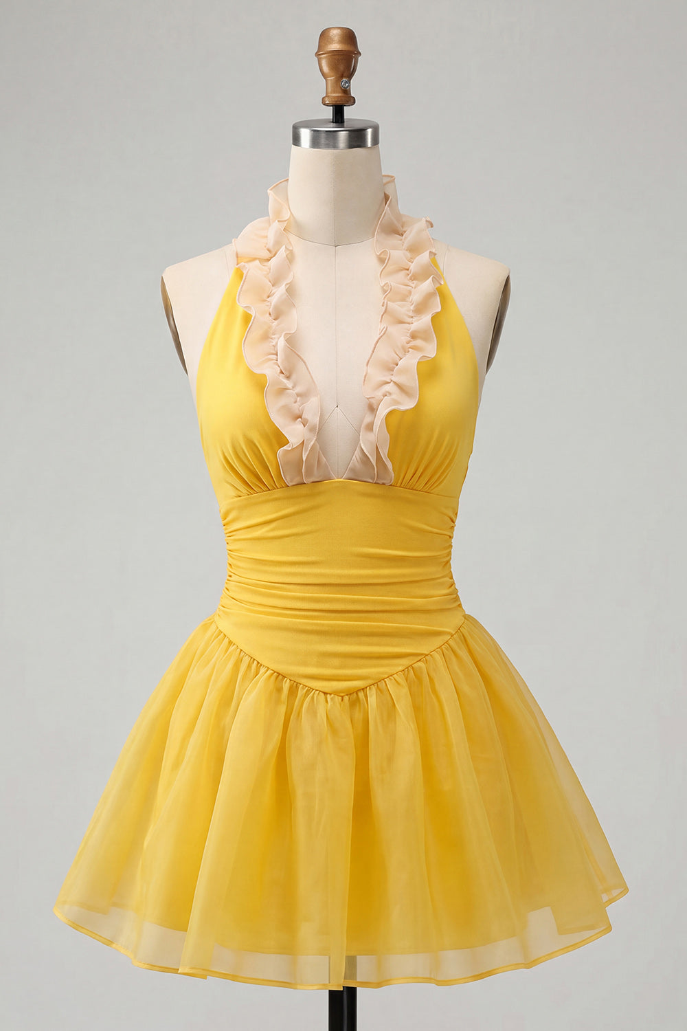 Pink Ruched A-Line Short Homecoming Dress with Ruffles