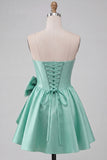 Grey Corset Strapless A-Line Short Homecoming Dress with Bow