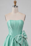 Grey Corset Strapless A-Line Short Homecoming Dress with Bow