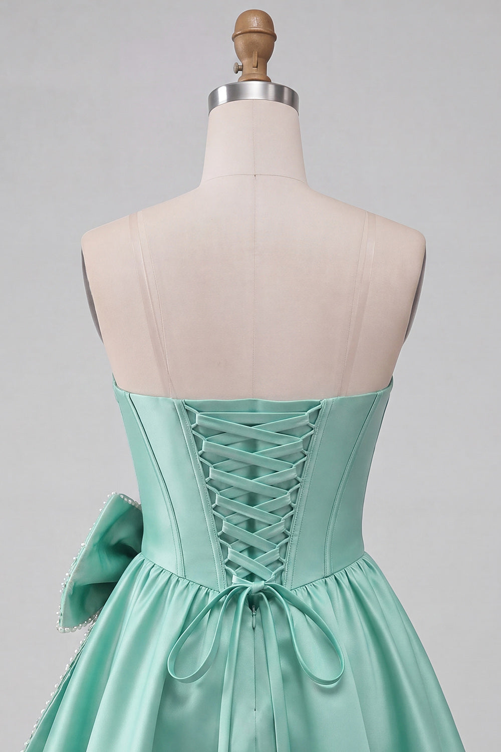 Grey Corset Strapless A-Line Short Homecoming Dress with Bow
