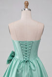 Grey Corset Strapless A-Line Short Homecoming Dress with Bow