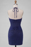 Corset Light Grey Ruched Beaded Tight Short Homecoming Dress