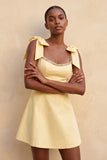 Pink Scoop Neck A-Line Short Homecoming Dress with Bows