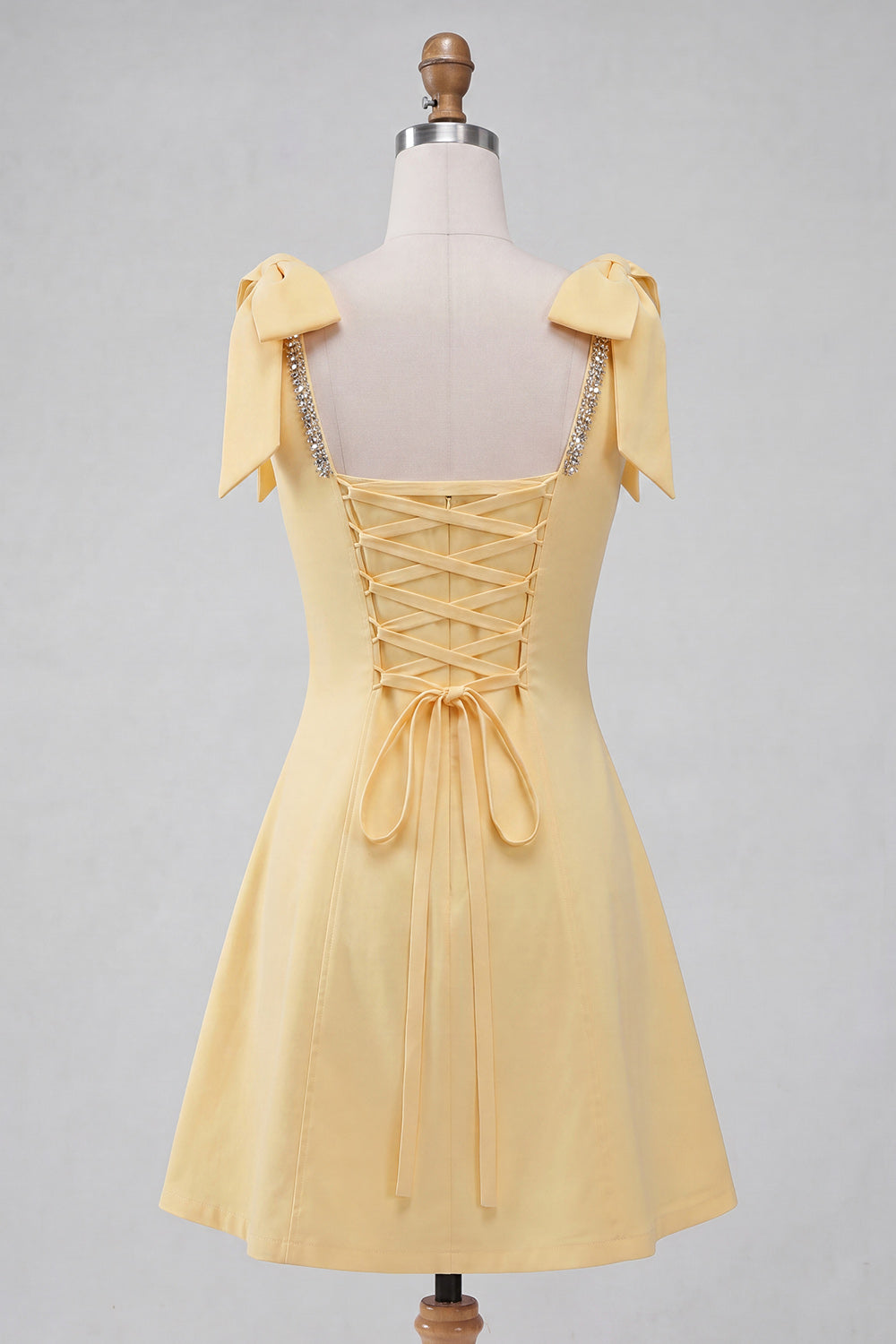 Pink Scoop Neck A-Line Short Homecoming Dress with Bows