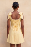 Pink Scoop Neck A-Line Short Homecoming Dress with Bows